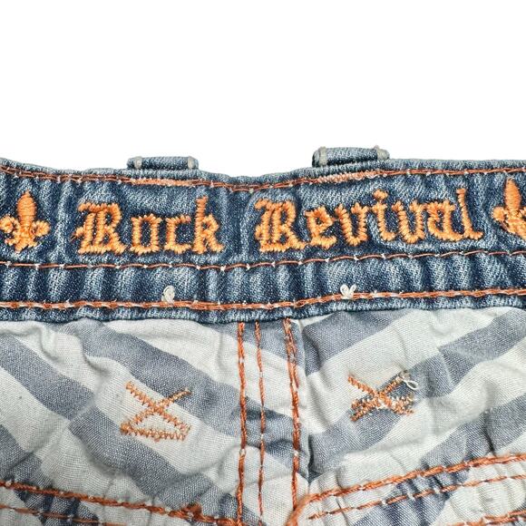 Rock Revival | Men | Duke Relaxed Straight Rocker Distressed Denim Jeans | Sz 32 - Picture 8 of 15